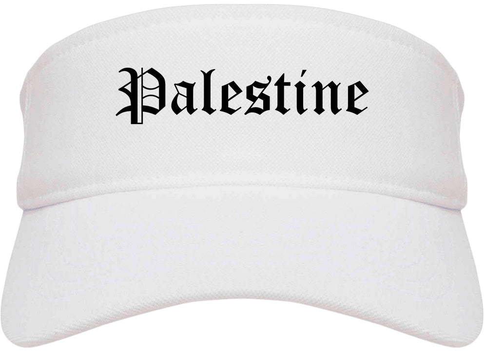 Palestine Texas TX Old English Mens Visor Cap Hat White
