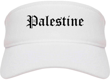 Palestine Texas TX Old English Mens Visor Cap Hat White