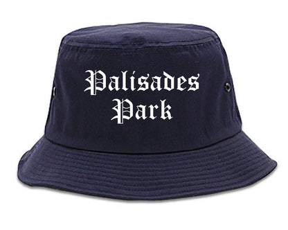 Palisades Park New Jersey NJ Old English Mens Bucket Hat Navy Blue