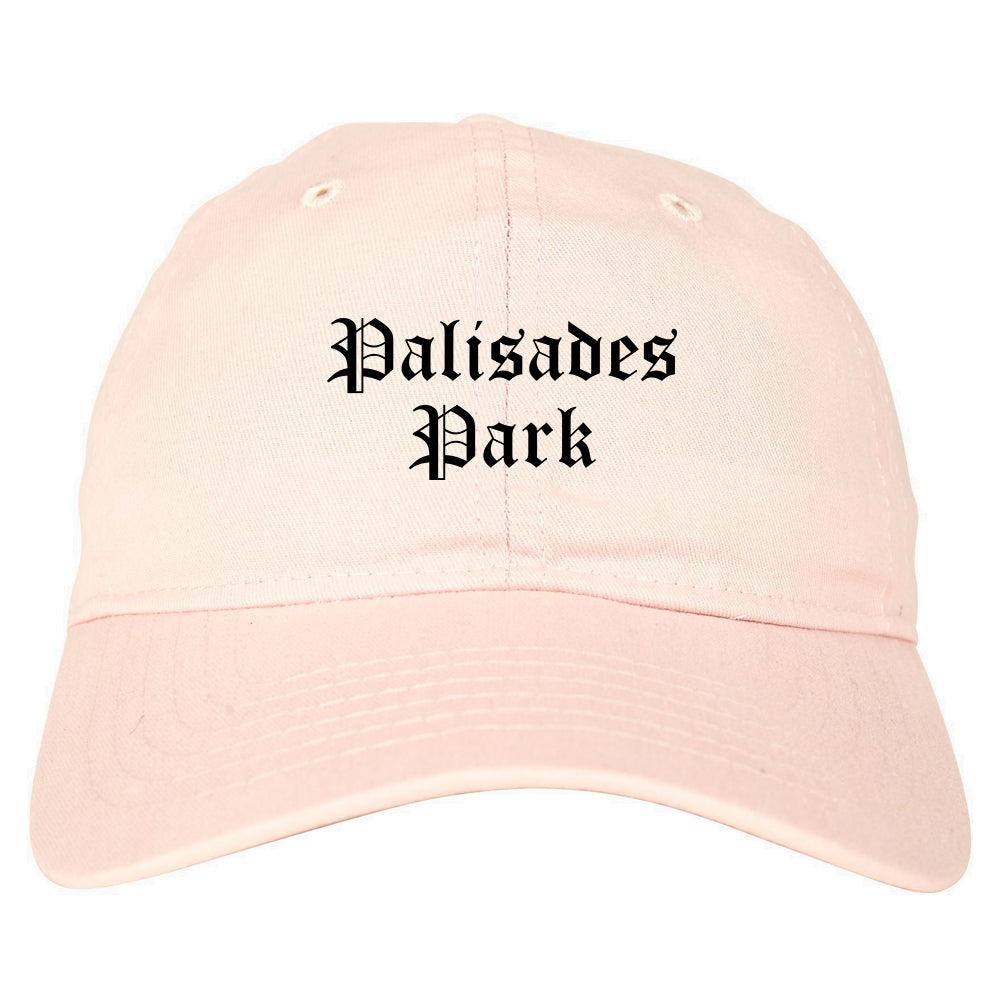 Palisades Park New Jersey NJ Old English Mens Dad Hat Baseball Cap Pink