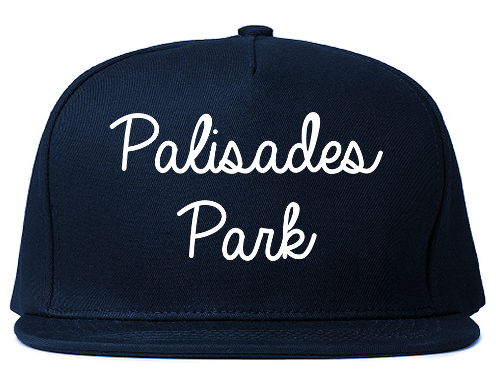 Palisades Park New Jersey NJ Script Mens Snapback Hat Navy Blue