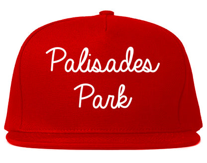 Palisades Park New Jersey NJ Script Mens Snapback Hat Red