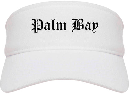 Palm Bay Florida FL Old English Mens Visor Cap Hat White