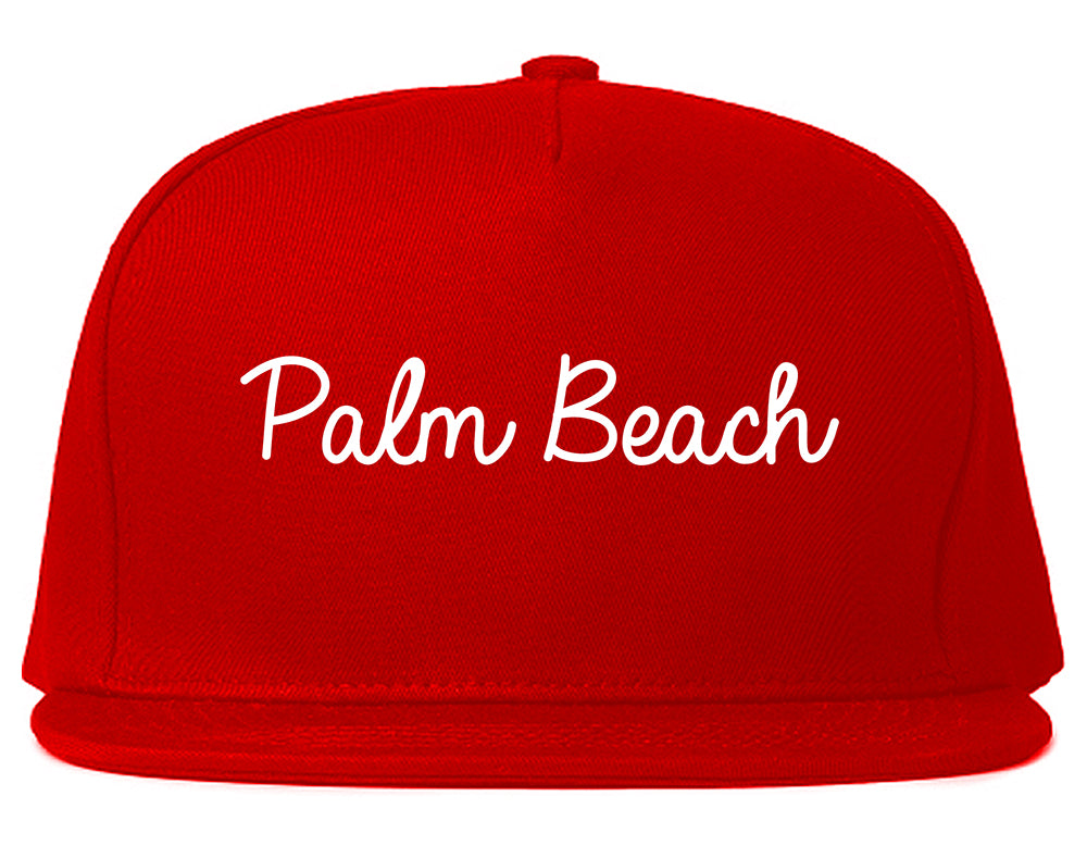 Palm Beach Florida FL Script Mens Snapback Hat Red