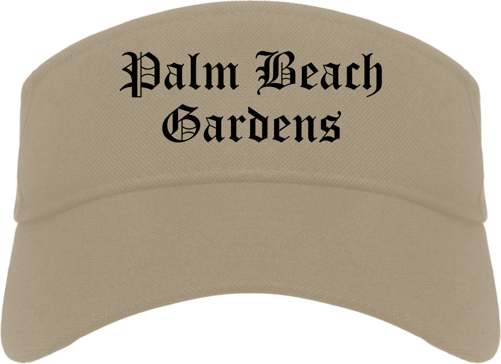 Palm Beach Gardens Florida FL Old English Mens Visor Cap Hat Khaki
