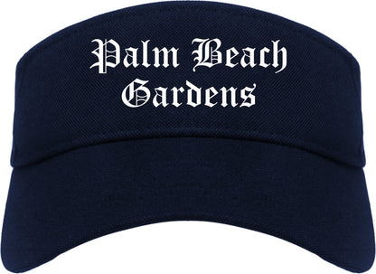 Palm Beach Gardens Florida FL Old English Mens Visor Cap Hat Navy Blue