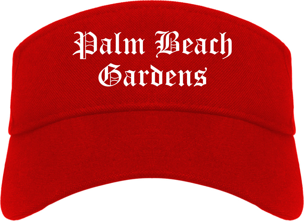 Palm Beach Gardens Florida FL Old English Mens Visor Cap Hat Red