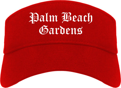 Palm Beach Gardens Florida FL Old English Mens Visor Cap Hat Red