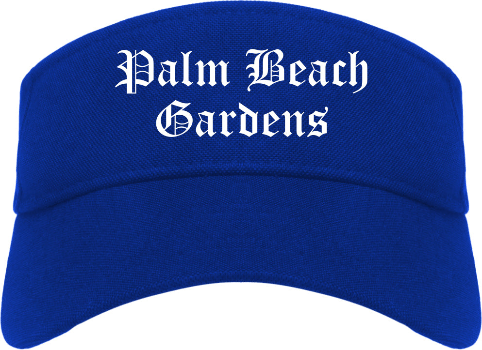 Palm Beach Gardens Florida FL Old English Mens Visor Cap Hat Royal Blue