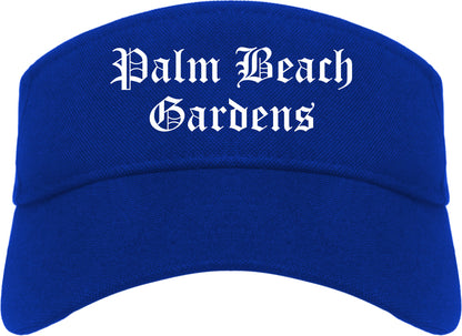 Palm Beach Gardens Florida FL Old English Mens Visor Cap Hat Royal Blue