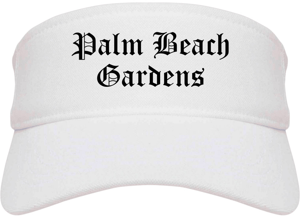 Palm Beach Gardens Florida FL Old English Mens Visor Cap Hat White