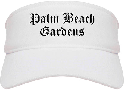 Palm Beach Gardens Florida FL Old English Mens Visor Cap Hat White