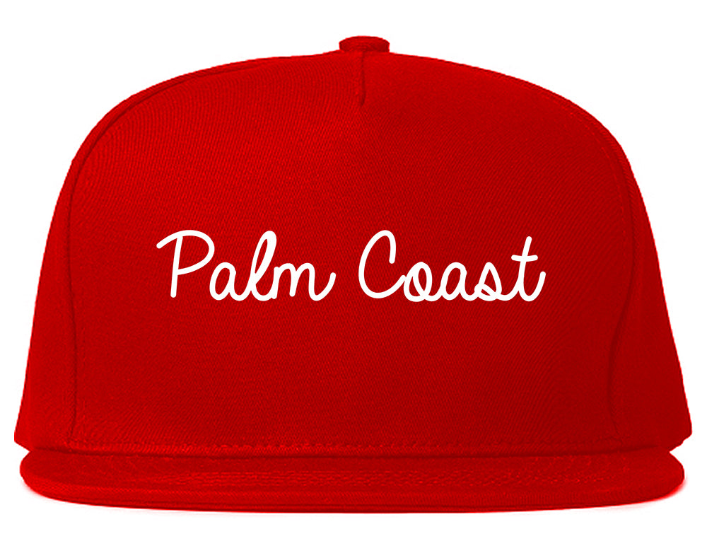 Palm Coast Florida FL Script Mens Snapback Hat Red