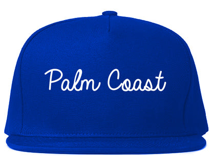 Palm Coast Florida FL Script Mens Snapback Hat Royal Blue