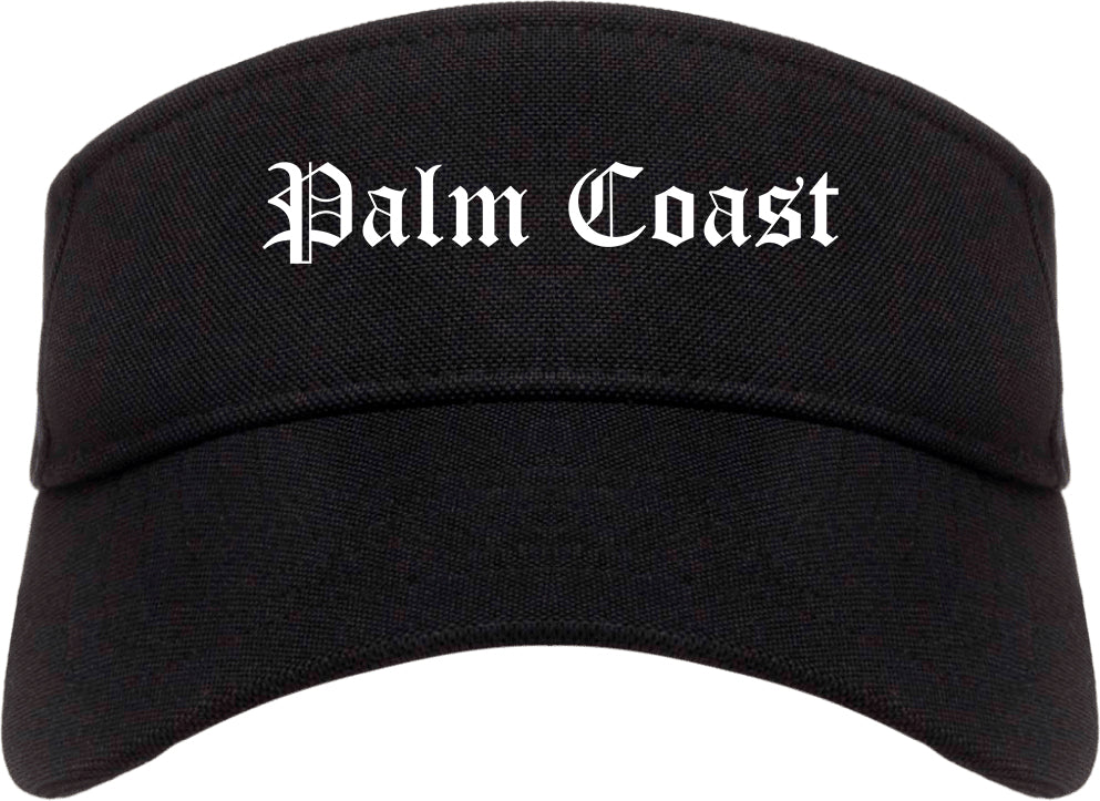 Palm Coast Florida FL Old English Mens Visor Cap Hat Black