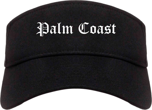 Palm Coast Florida FL Old English Mens Visor Cap Hat Black