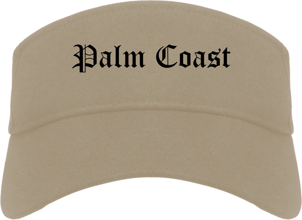 Palm Coast Florida FL Old English Mens Visor Cap Hat Khaki
