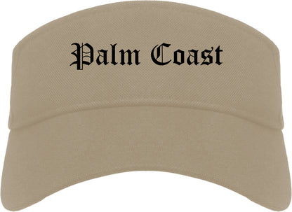 Palm Coast Florida FL Old English Mens Visor Cap Hat Khaki