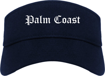 Palm Coast Florida FL Old English Mens Visor Cap Hat Navy Blue