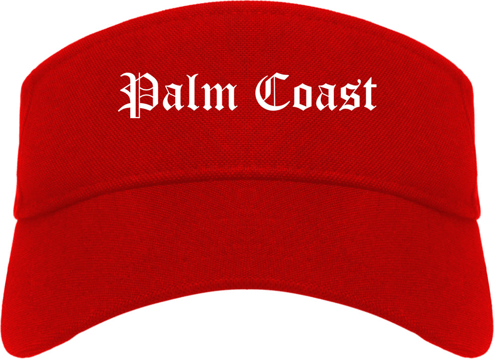 Palm Coast Florida FL Old English Mens Visor Cap Hat Red