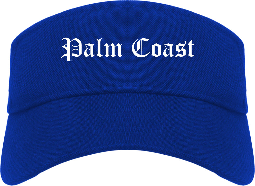 Palm Coast Florida FL Old English Mens Visor Cap Hat Royal Blue