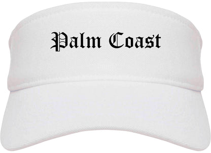 Palm Coast Florida FL Old English Mens Visor Cap Hat White