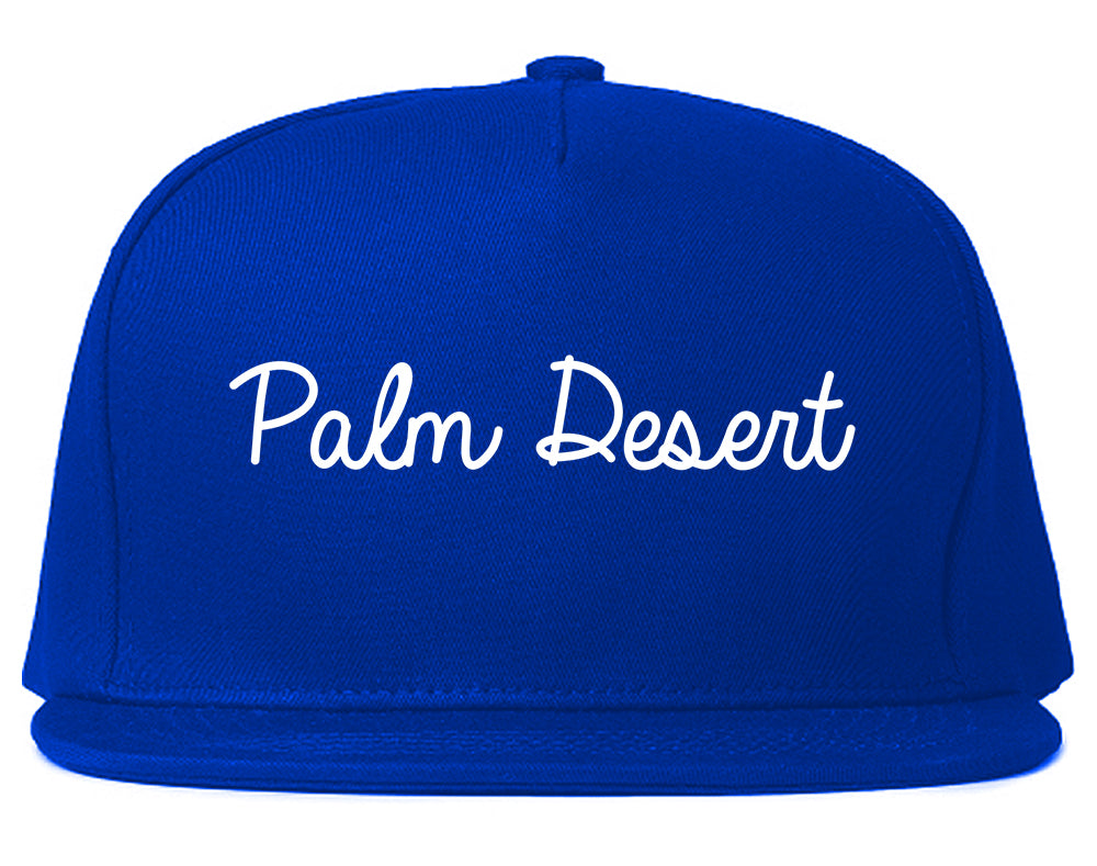 Palm Desert California CA Script Mens Snapback Hat Royal Blue