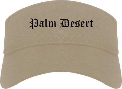 Palm Desert California CA Old English Mens Visor Cap Hat Khaki