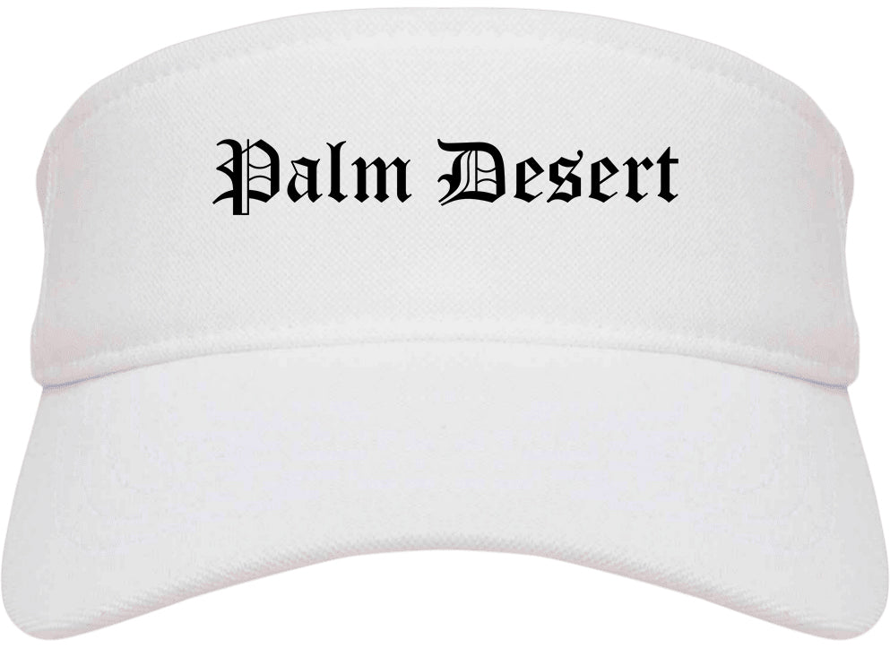 Palm Desert California CA Old English Mens Visor Cap Hat White