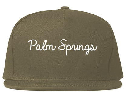 Palm Springs California CA Script Mens Snapback Hat Grey