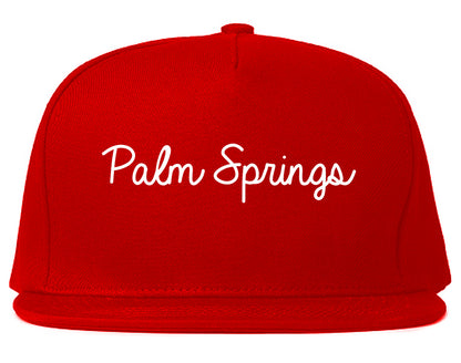 Palm Springs California CA Script Mens Snapback Hat Red