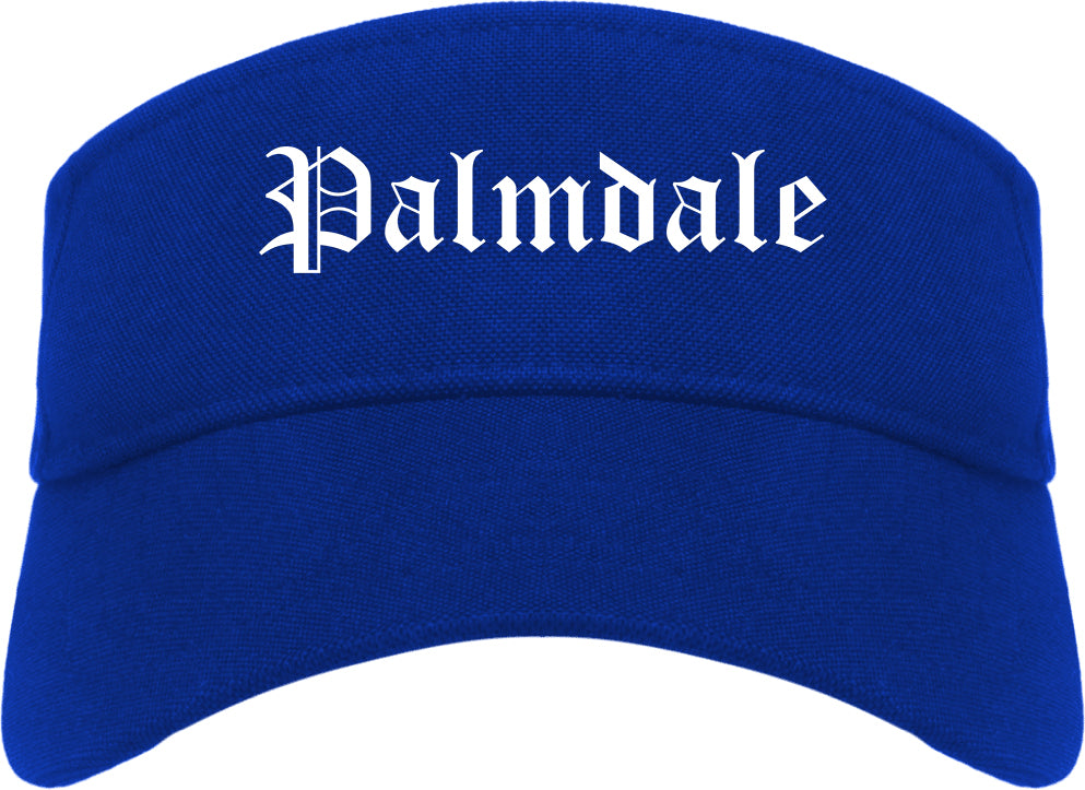 Palmdale California CA Old English Mens Visor Cap Hat Royal Blue
