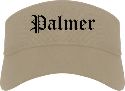 Palmer Alaska AK Old English Mens Visor Cap Hat Khaki