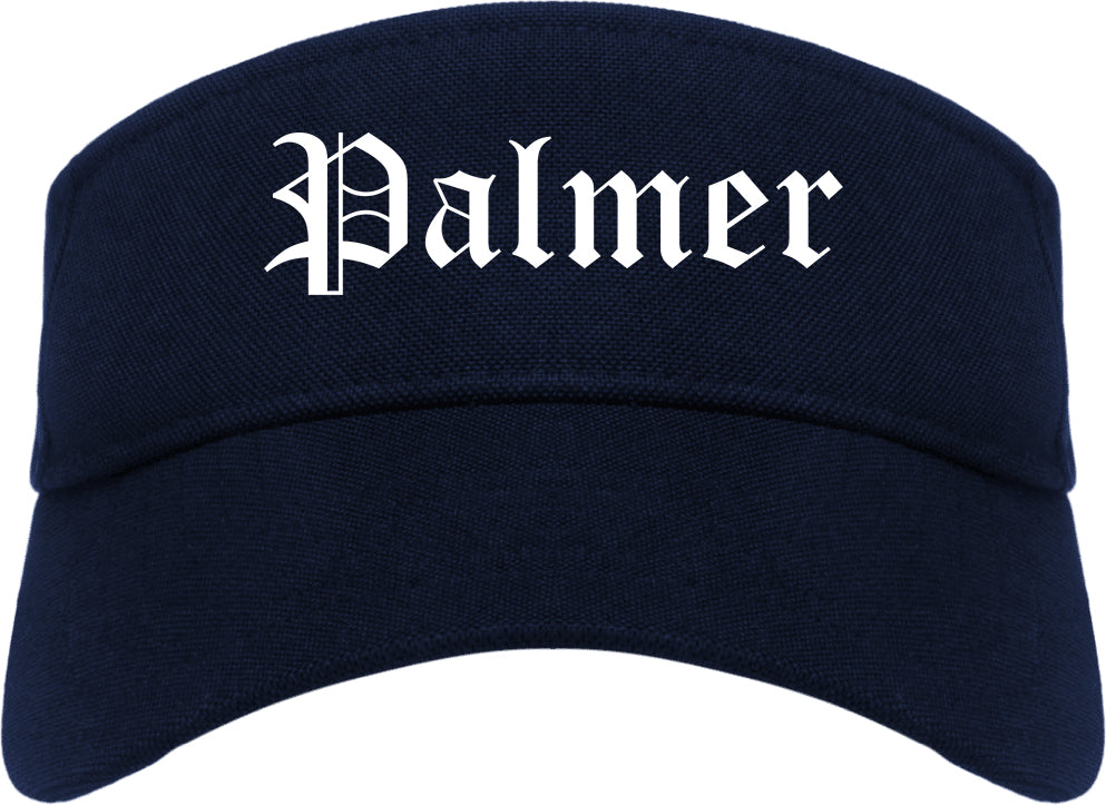 Palmer Alaska AK Old English Mens Visor Cap Hat Navy Blue
