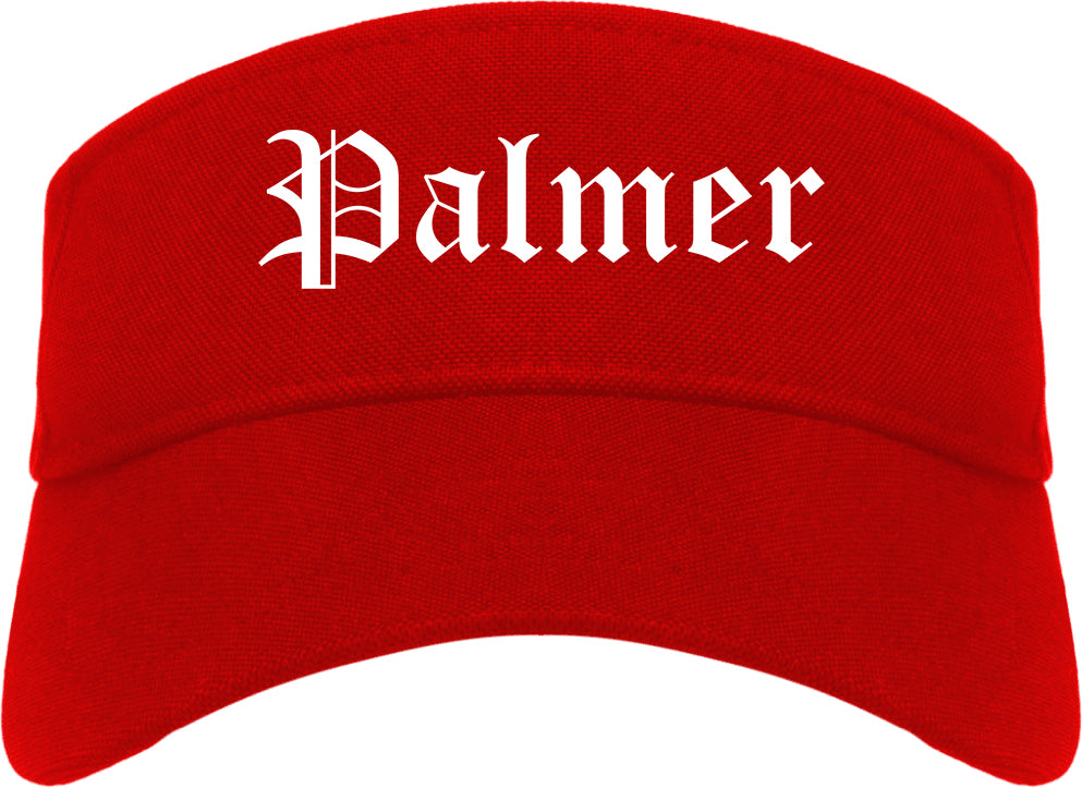 Palmer Alaska AK Old English Mens Visor Cap Hat Red