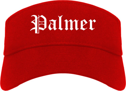 Palmer Alaska AK Old English Mens Visor Cap Hat Red