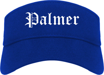 Palmer Alaska AK Old English Mens Visor Cap Hat Royal Blue