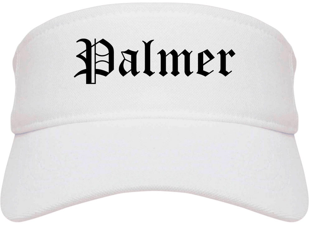 Palmer Alaska AK Old English Mens Visor Cap Hat White