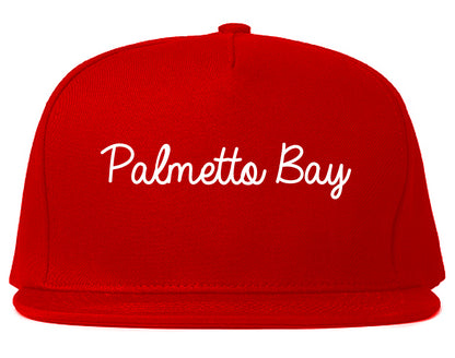Palmetto Bay Florida FL Script Mens Snapback Hat Red