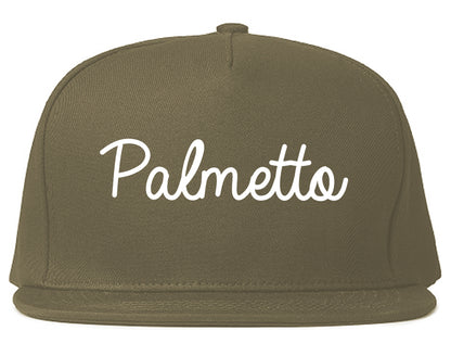 Palmetto Florida FL Script Mens Snapback Hat Grey