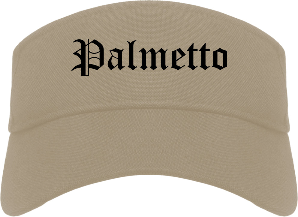 Palmetto Georgia GA Old English Mens Visor Cap Hat Khaki