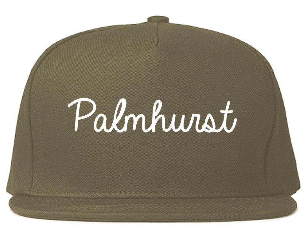 Palmhurst Texas TX Script Mens Snapback Hat Grey