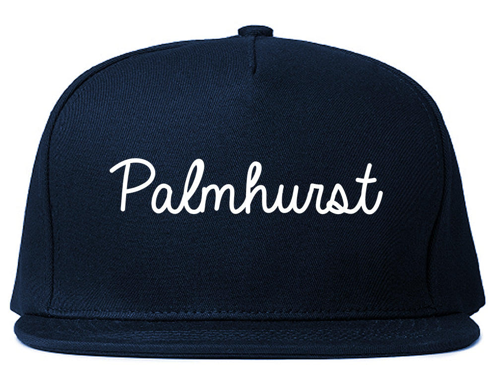 Palmhurst Texas TX Script Mens Snapback Hat Navy Blue