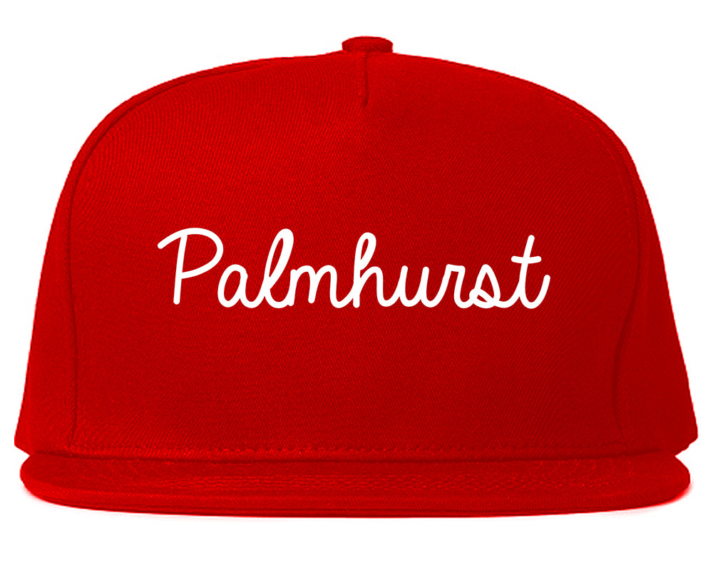 Palmhurst Texas TX Script Mens Snapback Hat Red