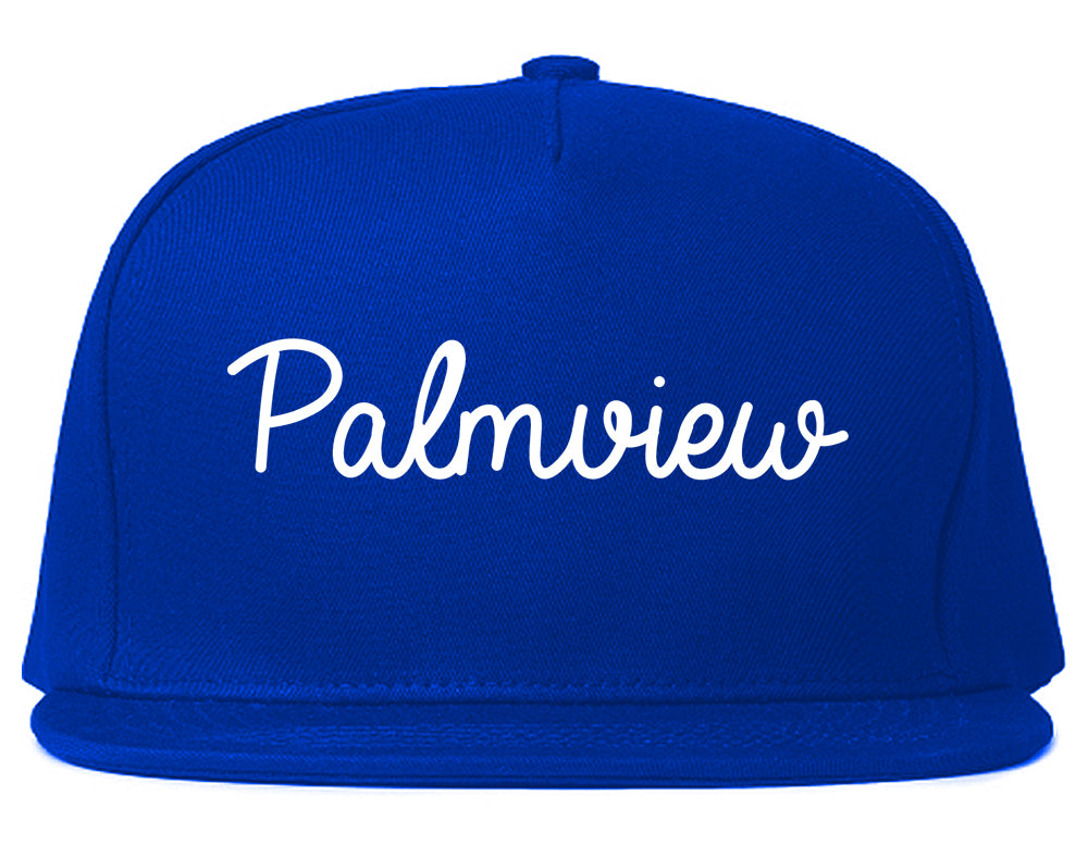 Palmview Texas TX Script Mens Snapback Hat Royal Blue