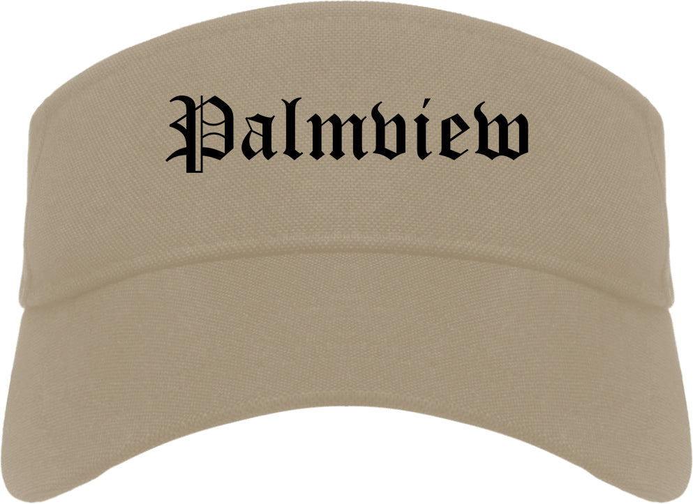 Palmview Texas TX Old English Mens Visor Cap Hat Khaki