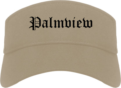 Palmview Texas TX Old English Mens Visor Cap Hat Khaki