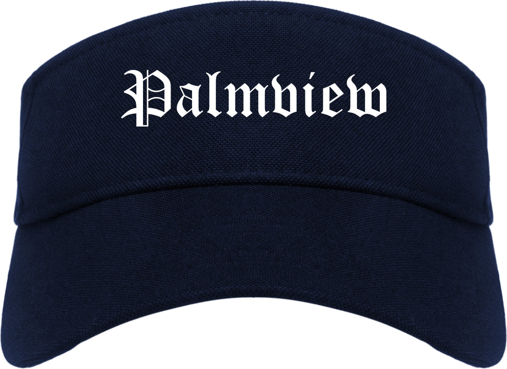 Palmview Texas TX Old English Mens Visor Cap Hat Navy Blue