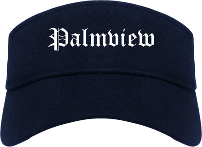 Palmview Texas TX Old English Mens Visor Cap Hat Navy Blue