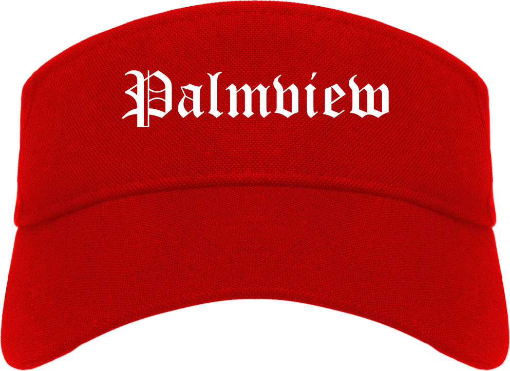 Palmview Texas TX Old English Mens Visor Cap Hat Red